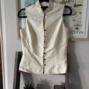 Vintage Ann Taylor Elegant Cream Sleeveless 100% Silk Top